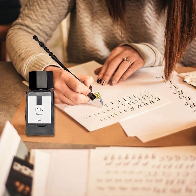 Trustela Calligraphy Set for Beginners, Dip Pen Set with 19 Nibs, Oblique Pen Holder, Wooden Pen Set