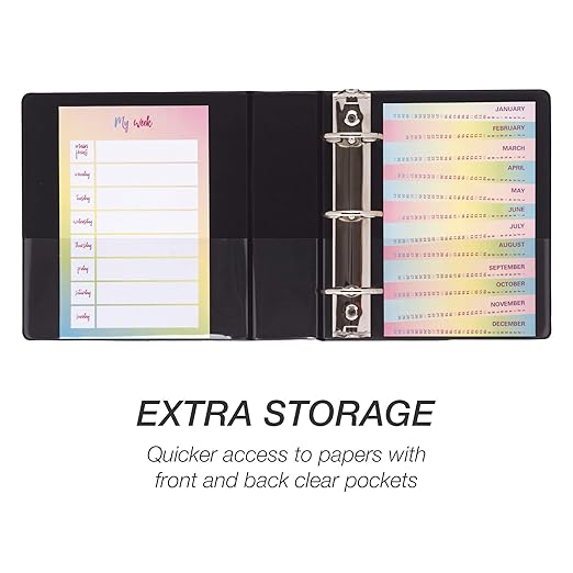 Samsill Economy 2 Inch Mini 3 Ring Binder, Made in The USA, Round Ring Binder, Non-Stick Customizable Cover, 2" Storage, Single, Black