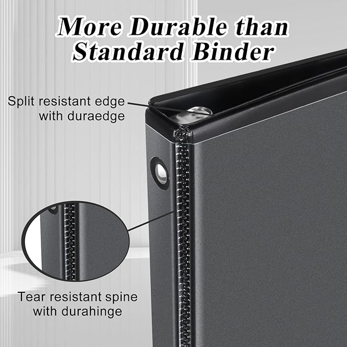 CIXILDTS 2-inch Round Ring Binder, Durable 2" 3 Ring Binder Fit Letter Size Paper, Black, 36-Pack
