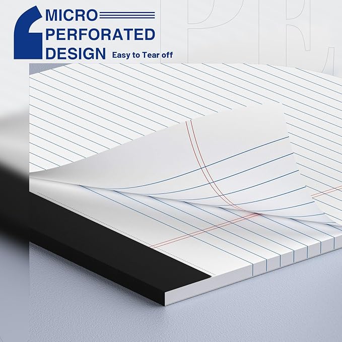2-Pack Legal Pads 8.5"x11" Wide Ruled Note Pads - 100 Sheets (50/Pad) with Micro-Perforated Notepad & Chipboard Backing To-Do Lists Thick Lined Writing Paper Notebook for School & Office Supplies