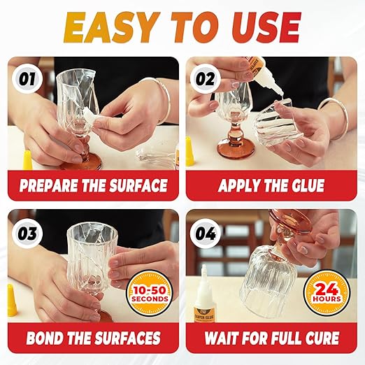 Super Glue Thin and Thick Liquid CA Glue Clear 60 Gram, All Purpose Superglue Cyanoacrylate Adhesive for Shoe Repair Ceramic Plastic Leather Glass Model Metal Wood Pottery Porcelain, Instant Bonding