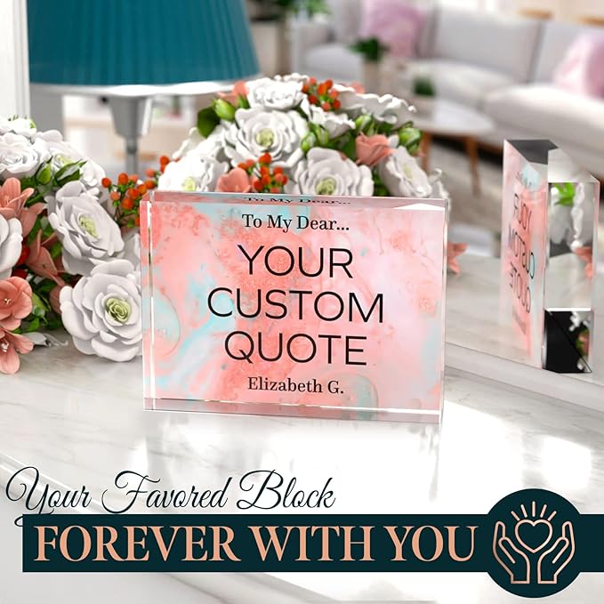 Personalized Gifts, Custom Quote Block Letter Board,Crystal-Clear Acrylic With Gift Box,17 Styles, Holiday and Christmas Gift for Mom, Dad, Girlfriend, Him or Her, Husband, Wife (5"x7, Stella)