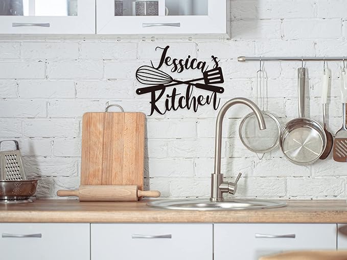 Custom Kitchen Name Sign, Personalized Metal Kitchen Sign, Housewarming Cooking lover Gifts, Mom's Day Gifts, Kitchen Gift for Grandma