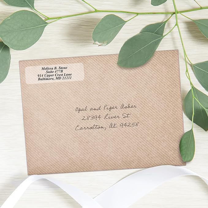 Clear Personalized Return Address Labels Without Dispenser - Roll of 250 Custom See Through Transparent Stickers