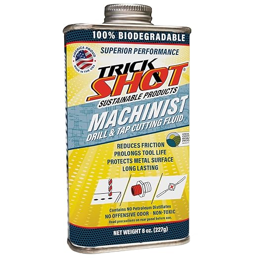 Premium USA-Made Cutting Oil & Fluid | 8 oz. Metal Can with Nozzle Cap | Non-Toxic, Eco-Friendly, NSF H1 & USDA Certified | Ideal for Metal Cutting, Tooling, and Machinist Applications by Trick Shot®