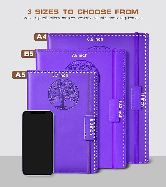 Biuwory Lined Journal Notebook for Women Men,256 Pages A4 Large Hardcover Leather Journals for Writing,Travel,Business,Work,School,College Ruled Notebooks for Note Taking, Diary Notepad 8.6"×11"