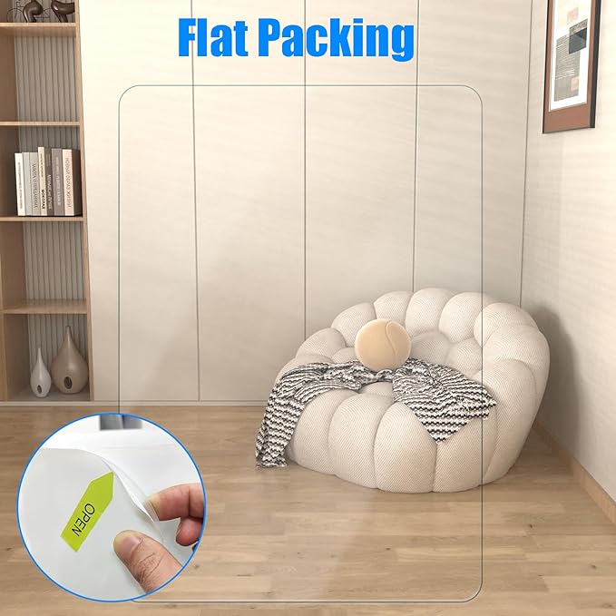 Placoot 48" x 36" Office Chair Mat for Carpeted Floors, 10 pounds Heavy Duty Crystal Clear Desk Chair Mat, Can be Used on Carpet or Hard Floor