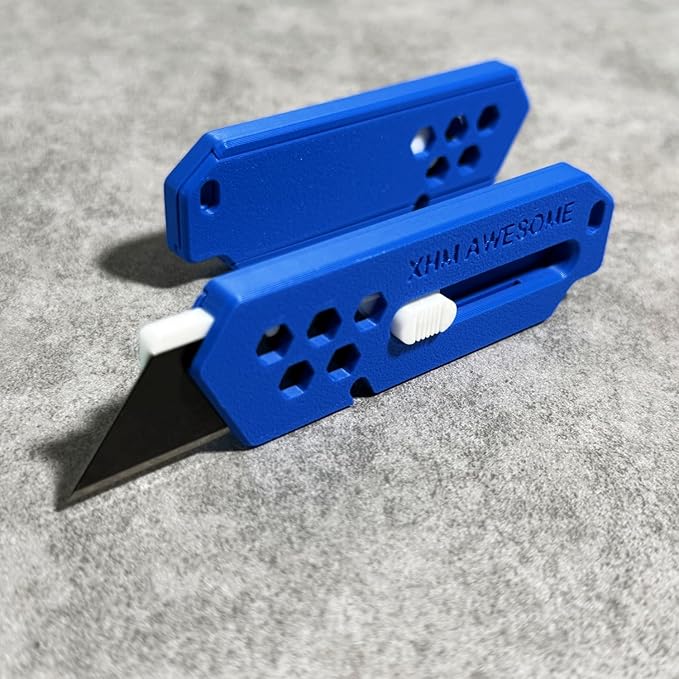 XHM Awesome Small Box Cutter Retractable Blade Ultility Knife, For Artwork, Cardboard Cutting, Package/Letter Opening, Home, Office & EDC Use, Pack of 3 (BLUE)