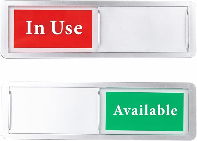 In Use or Available Door Sign for Home Office Restroom Conference Hotels Hospital, Slider Privacy Door Sign Indicate in Use Available, Silver
