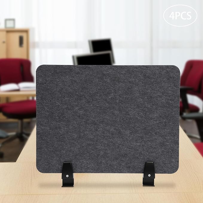 4pcs Privacy Panels,Standing Desk Divider,Desktop Office Furniture Partitions Stand Up Desk Privacy Panel, Clamp-On Acoustic Desk Divider Mounted Privacy Panel, 20.9" x 16" (Dark Grey)