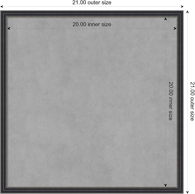 Amanti Art Black Framed Magnetic Board 21x21 Medium Vision Board for use with Magnets, 100% Metal Sheet to Display Items as Office Decor or for Home Organization in mudroom, Kitchen or Kids Room
