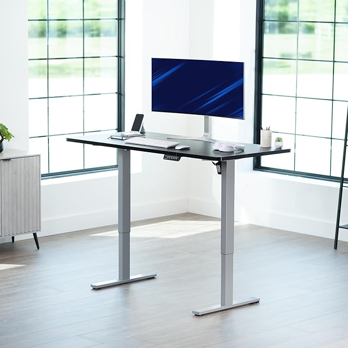 VIVO Electric 60 x 30 in Standing Desk, Memory Height Adjustment, 1B Series, Holds 220 lbs, Black Top Gray Frame, DESK-KIT-1G6B-30