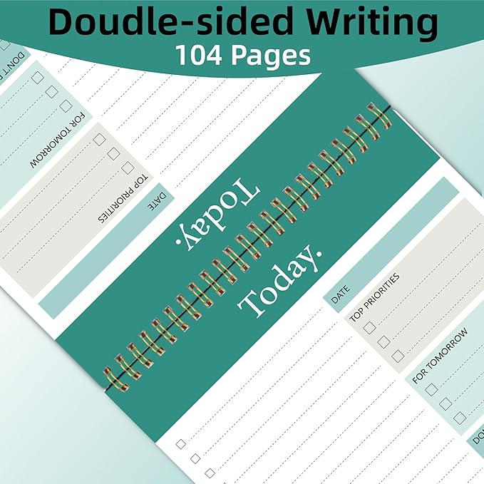 GOLDPEI To Do List Notepad - Daily Planner Notepad Undated 52 Sheets Tear Off, 6.5" x 9.8" Checklist Productivity Organizer with Hourly Schedule for Tasks