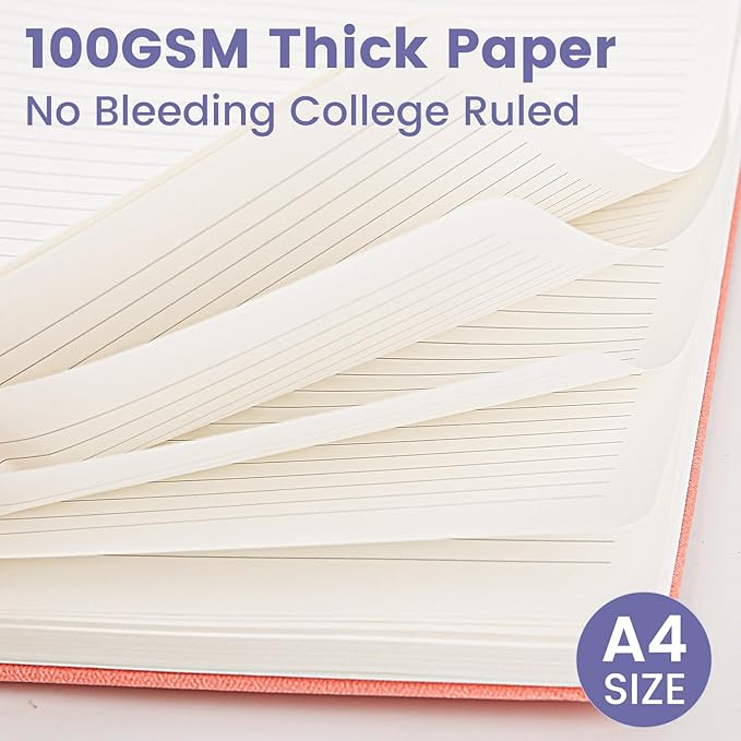 Oneirom Spiral Notebook - 8.5 x 10.98 Inch Large Hard Cover Notebook with Elastic Band & Pocket, 252 Pages, Lay Flat Wirebound Journal for Work, School, Planning & Note Taking Violet