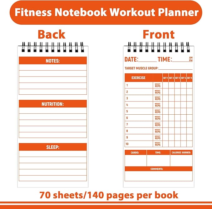 gisgfim 3 Pcs Fitness Journal for Men Women Workout Lifting Log Book Planner 4x8 Inch 70 Sheet/Pad Workout Notebook to Track Weight Loss Exercise Training Notebook Planner for Bodybuilding Gym