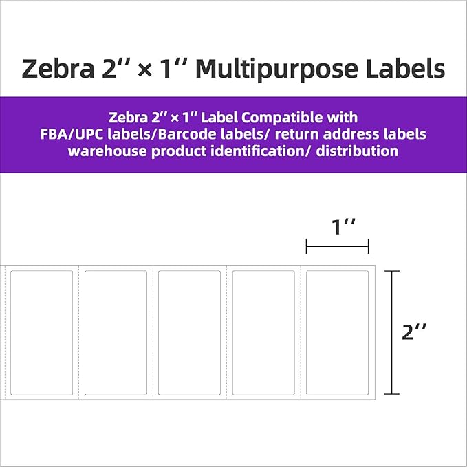 AveneMark 12 Rolls 2" x 1" Direct Thermal Labels for Barcodes Postage Address Shipping Labels Compatible with Rollo & Zebra Desktop Printers Adhesive - 1300 Labels/Roll