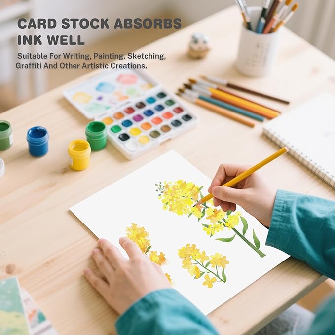 White Cardstock 8.5 X 11, 120 Sheets Card Stock, 75lb/ 200gsm Copy Paper, Cardstock Printer Paper for Art, Drawing, Invitations, DIY Cards, Watercolor, Craft, Construction, School & Office Supplies