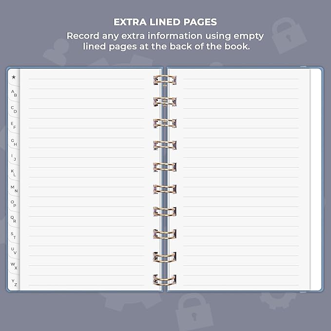 Clever Fox Password Book Spiral – Mini Internet Address & Password Organizer with Laminated Alphabetical Tabs – Small Password Keeper Journal – Hardcover, Pocket Size, 4.7x5.7” (Smoke Blue)