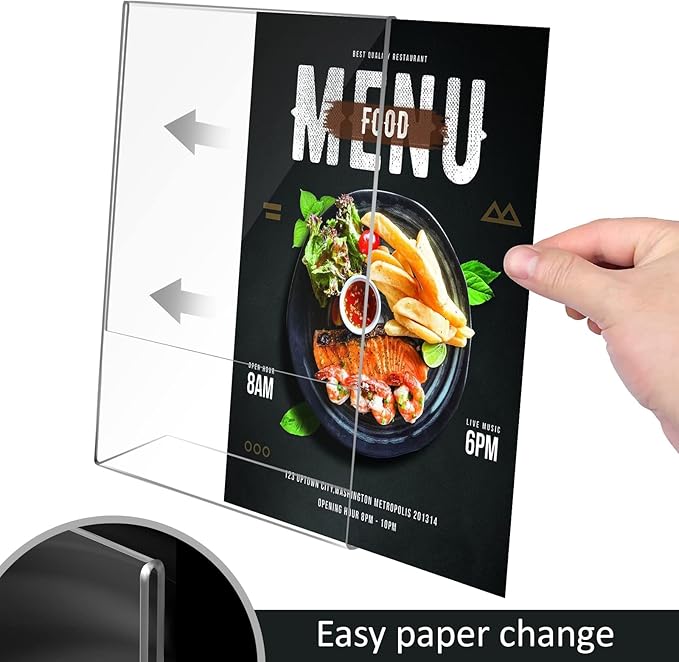 Ludery 8.5x11 Inches Acrylic Sign Slant Back Holder, Plastic Display Stand,Brochure Holder, Table Top Sign Holder For Office, Home, Store, Restaurant (3pack)