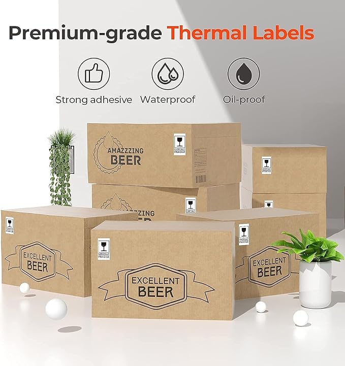 MUNBYN 2.25"x1.25" Thermal Sticker Labels, White Self-Adhesive Barcode Label Paper for Direct Thermal Printer and Business, Multi-Purpose Rectangle Address Shipping Mailing Stickers,1000 Sheets/Roll