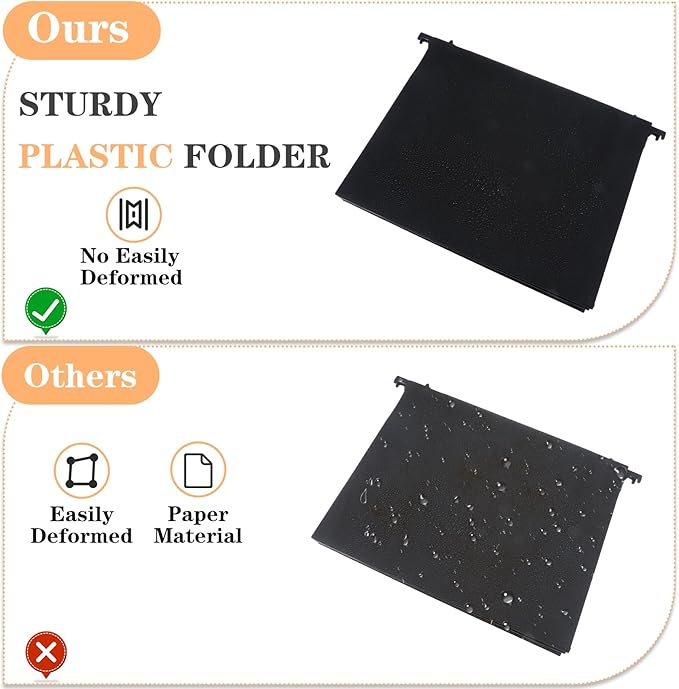 6 Pack Plastic High Capacity Hanging File Folders, 4" Expanding Pocket with Movable Dividers, Heavy Duty for Filing Cabinet, Insertable Tabs, Letter Size
