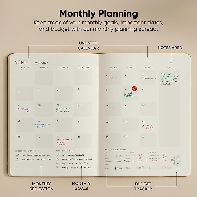 Undated, 2026 Planner, 8.5" x 11" - The #1 Productivity Planner to Achieve Your 2026 Goals - Planner 2026-2027 by PRODUCTIVITY STORE (A4, BROWN)