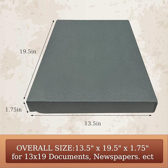 Golden State Art, Archival Folio Storage Box 13x19, Clamshell Design with Metal Edge, Preserve And Store Photos Documents Cards Prints Arts Crafts DIY, Gray