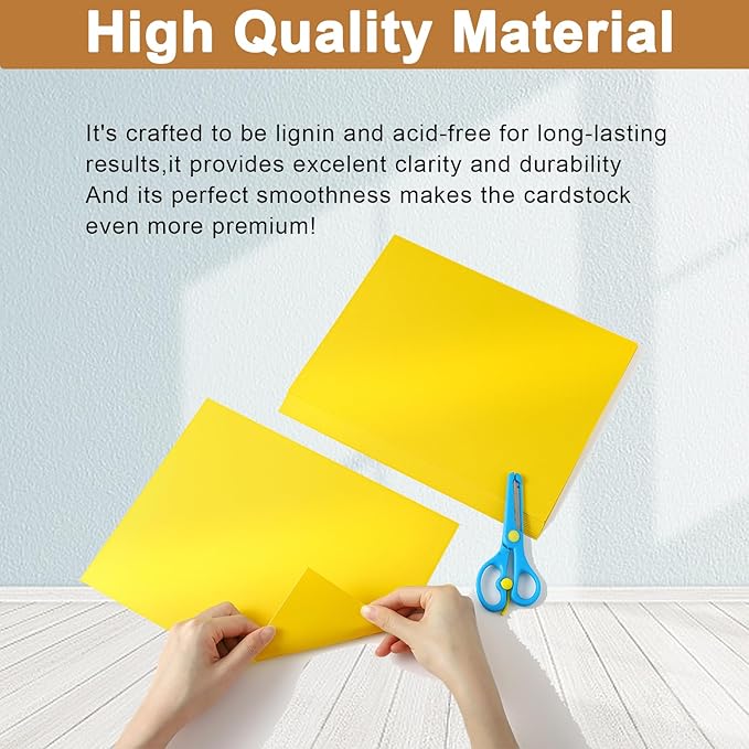 Silunkia 28 Sheets Shimmer Yellow Cardstock 8.5 x 11 Craft Paper, 250gsm/92lb Thick Printer Paper Card Stock for DIY Making Cards, Office, Scrapbooking, Invitations, Memos, Wedding