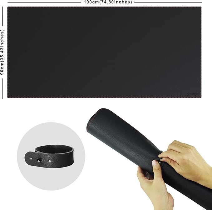 ZORESYN Office Desk Pad 74.8x35.4inch, Large Mouse pad Desk Mat, Waterproof PU Leather Desk Blotter Protector Desk Accessories with Non Slip Base for Home Office (Black)