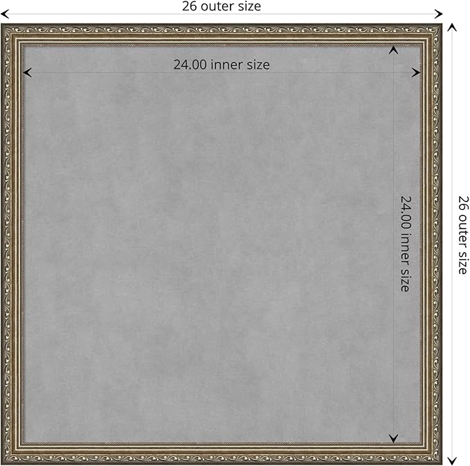 Amanti Art Silver Framed Magnetic Board 26x26 Medium Vision Board for use with Magnets, 100% Metal Sheet to Display Items as Office Decor or for Home Organization in mudroom, Kitchen or Kids Room