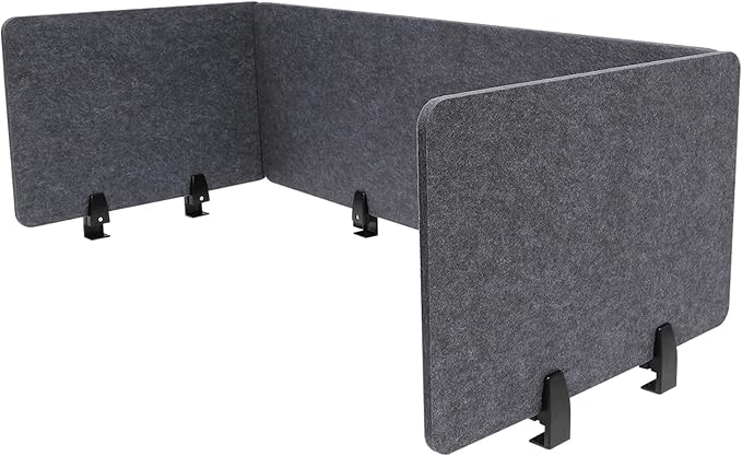 ReFocus Raw Clamp-On Acoustic Desk Divider Mounted Privacy Panel Set – Reduce Noise & Visual Distractions for Office, Study (Anthracite Gray, 2× Long (47.25"×16") + 4× Short (23.6"×16"))