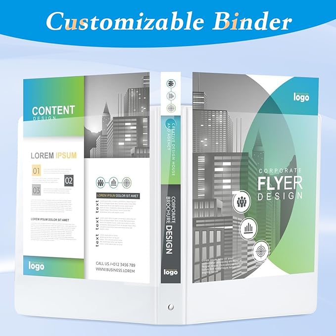 CIXILDTS 2" 3 Ring Binder, Standard 2-inch Round Ring Binder Fit Letter Size Paper, Presentation View Binders, White, 6-Pack