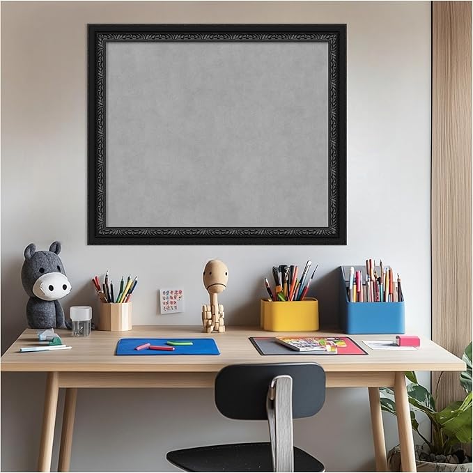 Amanti Art Black Framed Magnetic Board 24x28 Medium Vision Board for use with Magnets, 100% Metal Sheet to Display Items as Office Decor or for Home Organization in mudroom, Kitchen or Kids Room