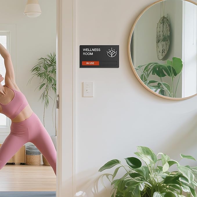 Wellness Room Sign - Do Not Disturb, Door Signs for Office Business, In Use/Available Slider Indicator Tell Whether Room is Vacant Occupied