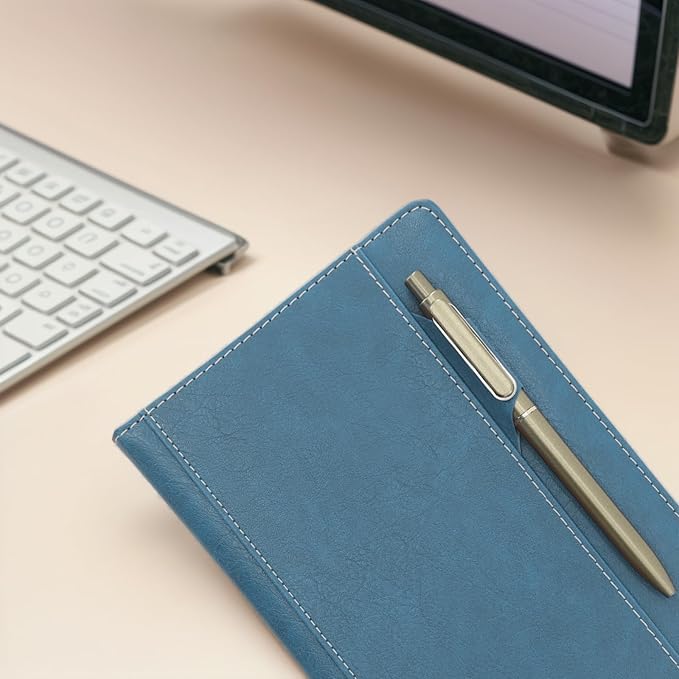 SLFreMint Premium Hardcover Notebook with Pen and Pen Holder Clip, Card Pockets, 240 Pages, College Ruled, 80GSM, Leather Note Book for Work, Study, Diary and Other Scenarios, Suitable Journal for Both Men and Women