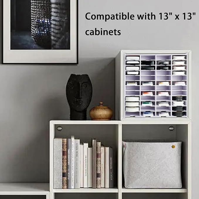 Krafetto 48 Grids Ink Pad Storage Rack, Wall-mountable Stamp Pad Organizer Holder Compatible with Slim Ink Pads（Grid Size 3" W × 3.9" D × 0.9" H）