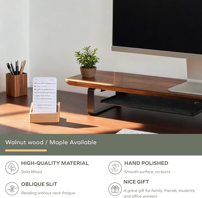 muso wood Daily To Do List Planner with Maple Stand - 100 To Do List Cards - Undated Daily Planner Notepad for Desk Accessories and Supplies, Enhanced Productivity, Work Office Accessories