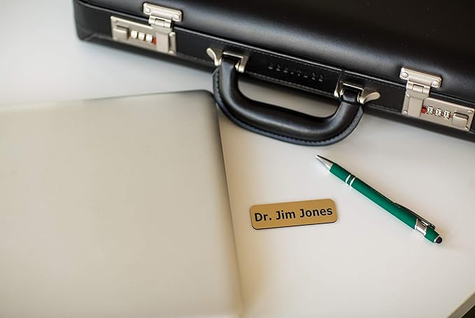 Custom Engraved Name Tag Badges – Personalized Identification with Pin or Magnetic Backing, 1 Inch x 3 Inches, Dark Brown/White