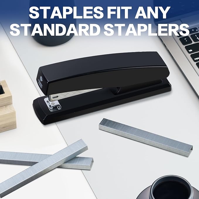 Deli Staples, 10000 Staples, Standard Staple for Desktop Staplers, 1/4'' Length, 210/Strip, 2 Boxes of 5000 Each