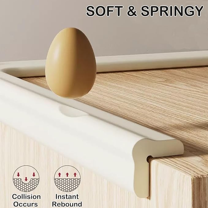 Baby Proof Corners and Edges Protector 20ft Edge+8 Corner Guard, Fireplace Baby Proofing Bumper, Heavy-Duty Soft NBR Foam Edge Corner Protector for Furniture Table, Childsafe/Pre-Taped White