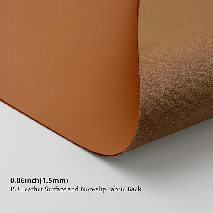 Leather Desk Mat - Non-Slip PU Desk Pad for Office and Home - Desk Organization and Accessories - Ideal for Large Mouse Pad and Desk Mats on Top of Desks (Brown,36"x 17")