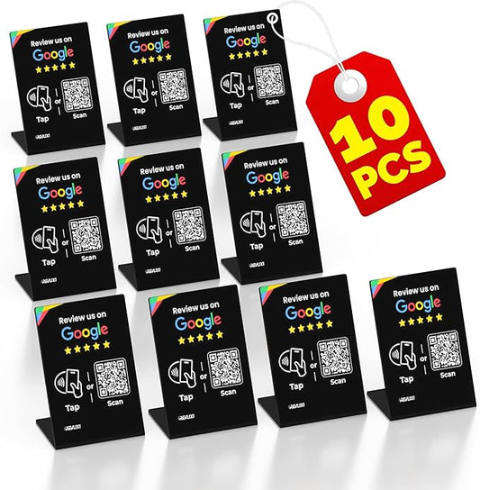 REVLIXI Google Review Stand (10 PCS)- Boost Reviews w/Reusable Google Review Tap Card Stand & QR Code Stand -No App, No Subscription-Android & iPhone Compatible -Boost Google Reviews for Online Growth