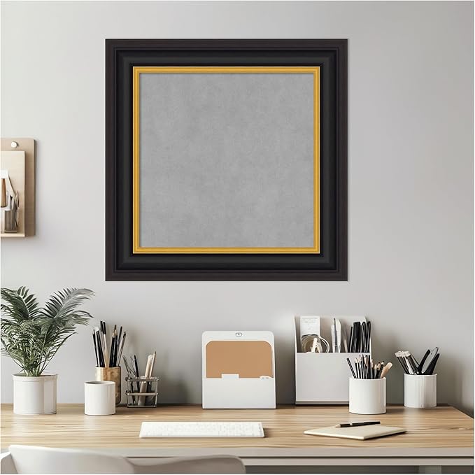 Amanti Art Black Framed Magnetic Board 22x22 Small Vision Board for use with Magnets, 100% Metal Sheet to Display Items as Office Decor or for Home Organization in mudroom, Kitchen or Kids Room
