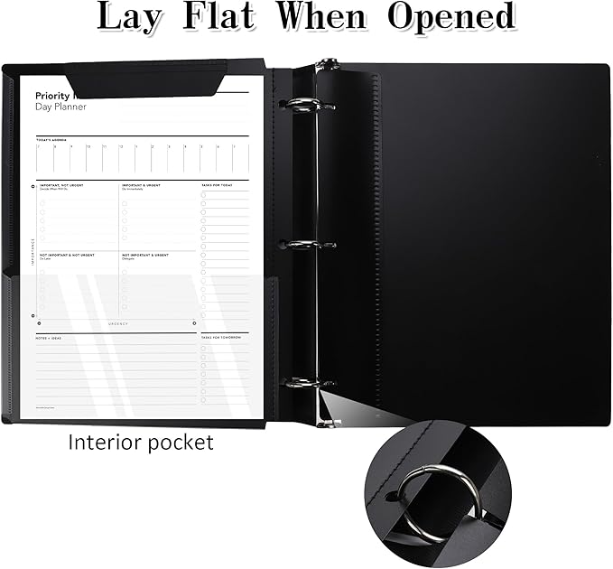 Tashkummy 360° Pivotable 3 Ring Binder, Upgraded Foldable Binders 1 inch 12 Pack, Thin Small Three Ring Binder Fits 8.5" x 11", for Home, School and Office- Black, Purple, Pink, Blue, Green, Red