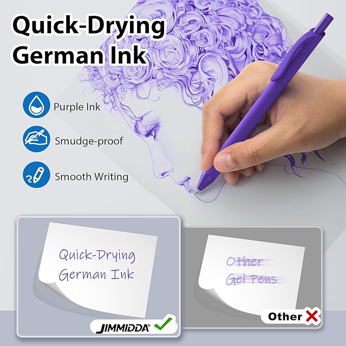 JIMMIDDA 52 Pcs Pens Bulk - 1.0MM Ballpoint Pens Purple Ink | Medium Point Smooth Writing, No Bleed Retractable Ball Point Pen for Office School (Purple - 52Pcs)