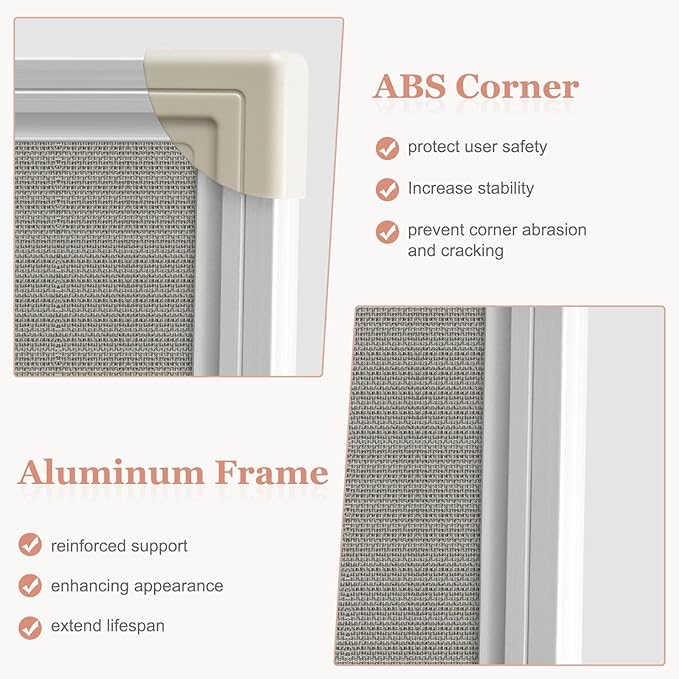 AMUSIGHT Double-Sided Large Cork Board with Linen, 48" x 36" Foldable Hanging Aluminum Framed Bulletin Board, Vision Board Pin Board Corkboards for Walls, Office, School Decor, 20 Pushpins