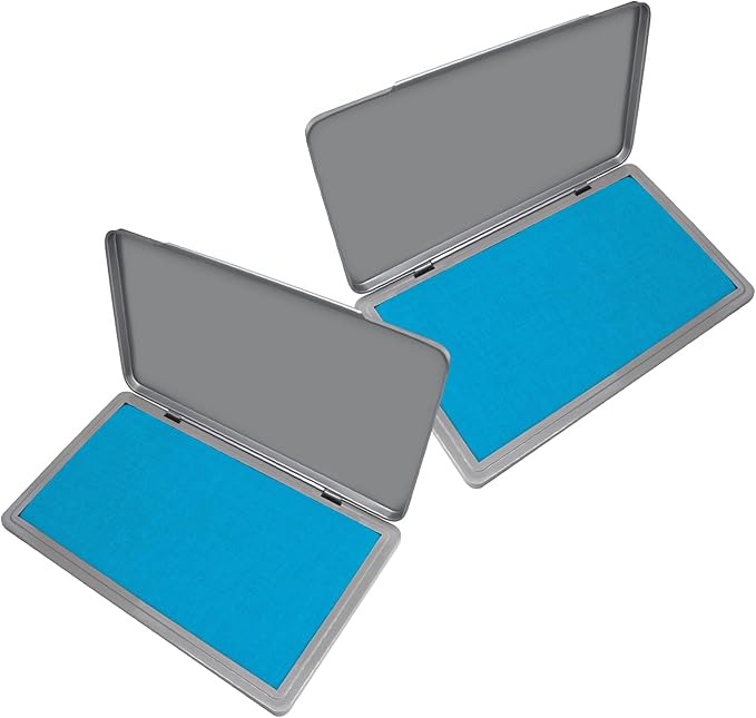 2 Pack Metal Case Stamp Pad Large Size, Light Blue Color - Size: 3" x 6" - Choose from 15 Ink Colors