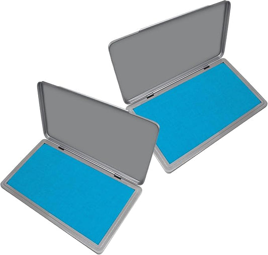 2 Pack Metal Case Stamp Pad Large Size, Light Blue Color - Size: 3" x 6" - Choose from 15 Ink Colors