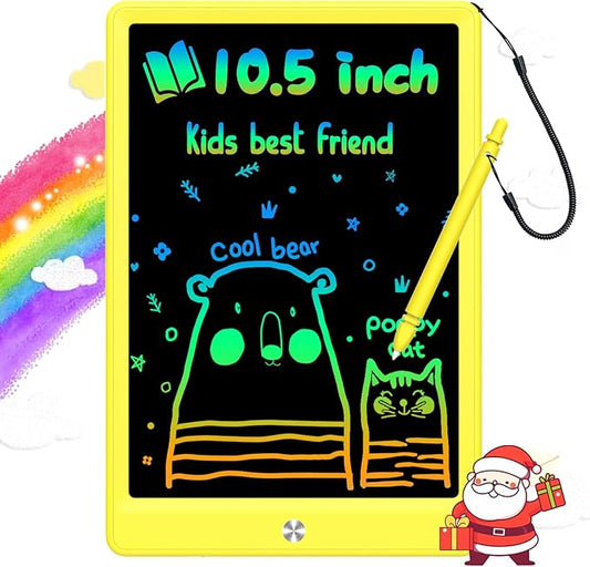 BUKEBU LCD Writing Tablet Doodle Board,10.5 inch Colorful Drawing Pad,Electronic Drawing Tablet, Drawing Pads,Travel Gifts for Kids Ages 3 4 5 6 7 8 Year Old Girls Boys (Yellow)