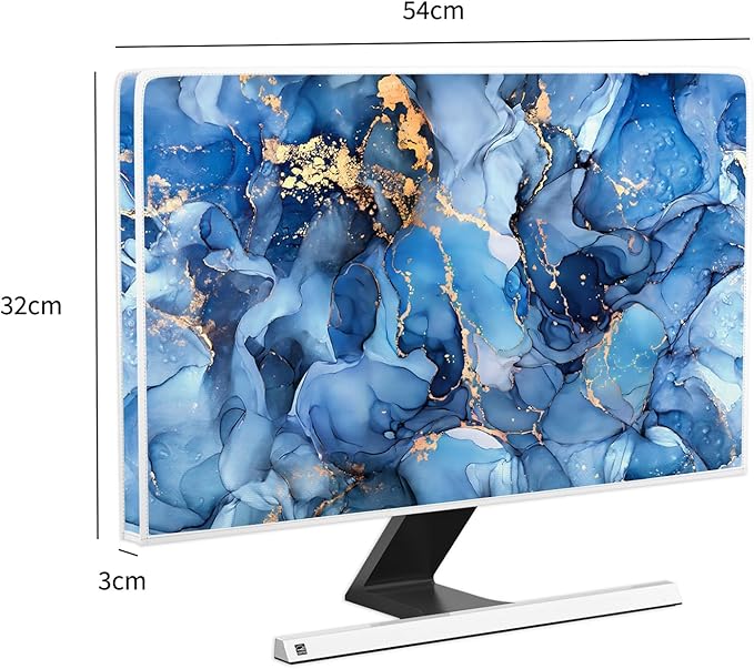 Baocicco Navy Blue Gold Marble Computer Monitor Dust Cover Creative Texture Grain Computer Screen Cover Panel Case Computer Screen Protective LCD/LED/HD 22, 23, 24, 25 Inch Modern HD Monitor Decors
